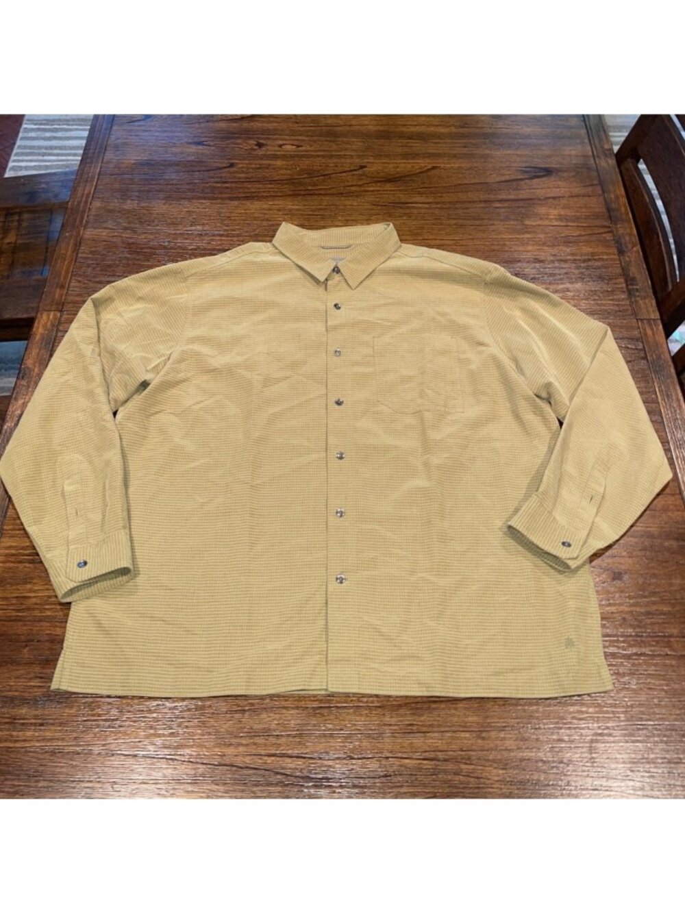 Royal Robbins Long Sleeve Button Down Shirt XXL Relaxed Fit Green Straight Hem